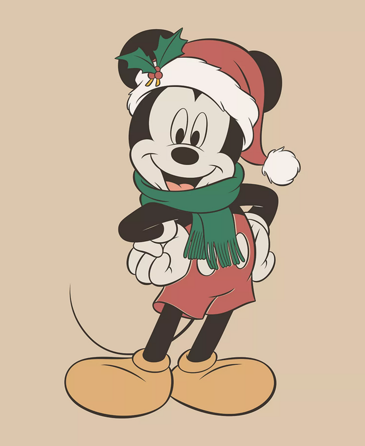 Translation missing: en.Hybrid Apparel Men's Santa Mickey Crewneck T-Shirt in Sand Brown-Size Large