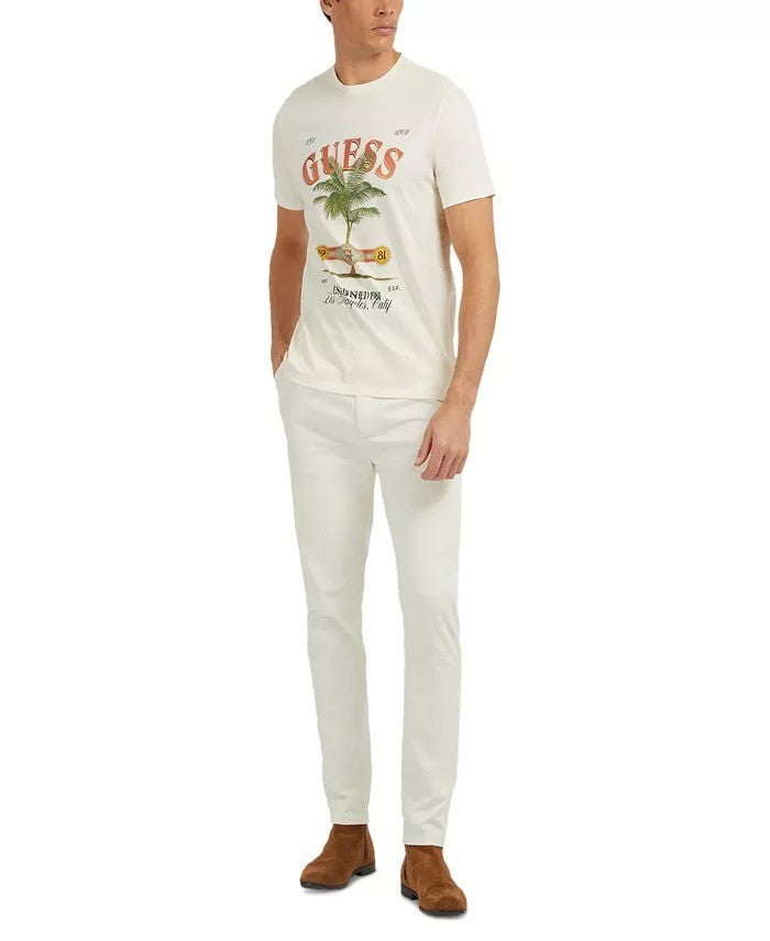 Translation missing: en.Guess Men's Palm Tree Graphic Short-Sleeve Crewneck T-Shirt - Pearl White-Small