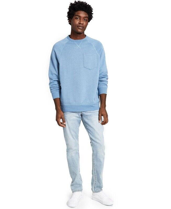 Translation missing: en.And Now This Men's Fleece Crewneck Pocket Sweatshirt in Dusty Blue-XL