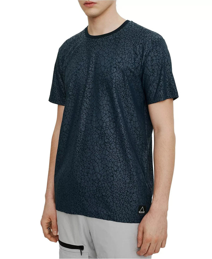 Translation missing: en.Eleven Paris Men's Rubber Crackle Print Short Sleeve T-Shirt Blue Nights-Small
