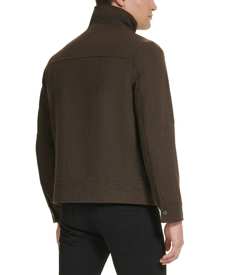 Translation missing: en.Kenneth Cole Mens Textured Wool Blend Sherpa Inner Collar Jacket Medium Brown-XL