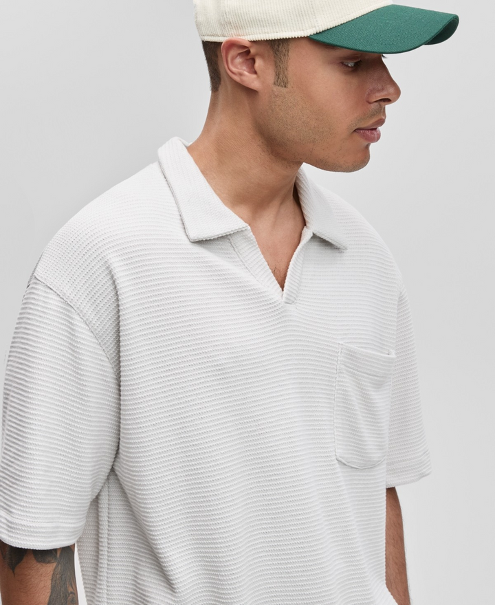 Translation missing: en.Mode of One Men's Textured Knit Polo Shirt Relaxed Fit Bleached Oak-XL