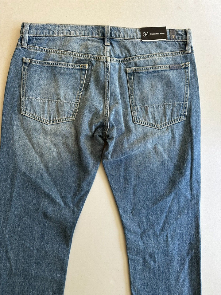 Translation missing: en.7 for All Mankind the Stacked Skinny Jeans in Saturday Afternoon Blue-34/34