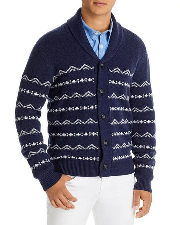 Translation missing: en.Major Department Store Designer Reg Fit Merino Wool Cardigan in Indigo Artic-2XL