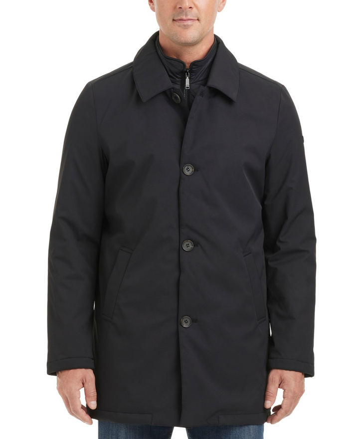 Translation missing: en.Vince Camuto Men's Refined Rain Coat with Bib Back Black-Medium