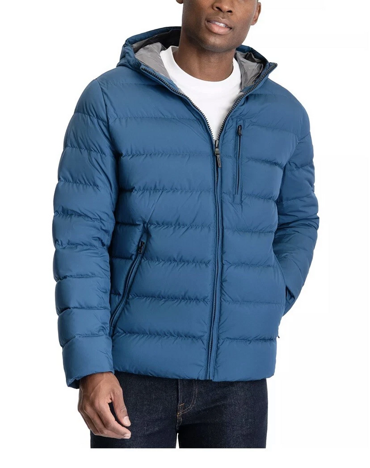 Translation missing: en.Michael Kors Men's Hooded Puffer Jacket Size Small Pacific Blue Wind-Resistant