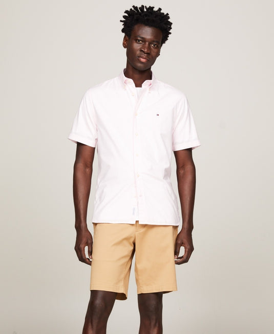 Translation missing: en.Tommy Hilfiger Button-Down Shirt Men's 2XL Lt Pink Short Sleeve Flex Poplin