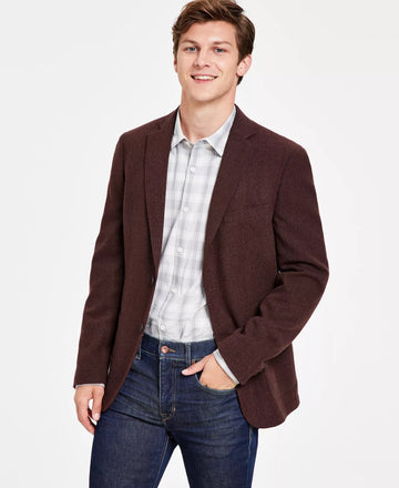 Translation missing: en.Calvin Klein Men's Slim-Fit Wool Textured Sport Coat - Rust - 34S