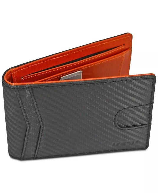 Translation missing: en.ITech Men's Textured Leather Bi-Fold Wallet &amp; Money Clip - Black 4.5"x3"x.037