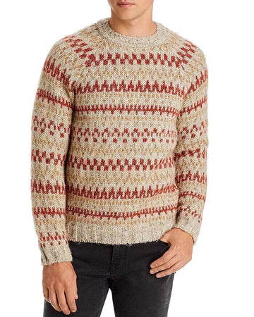 Translation missing: en.A.P.C. Men's Leonhard Crewneck Geometric Print Sweater Mastic Chine Multi-Small