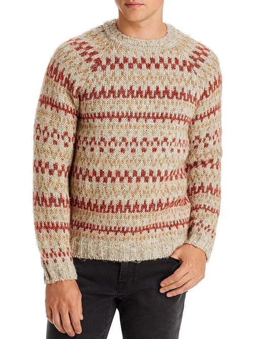 Translation missing: en.A.P.C. Men's Leonhard Crewneck Geometric Print Sweater Mastic Chine Multi-Small