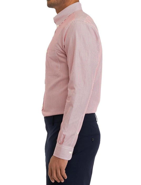 Translation missing: en.B by Brooks Brothers Regular Fit Non-Iron Stripe Dress Shirt Red-16 34-35