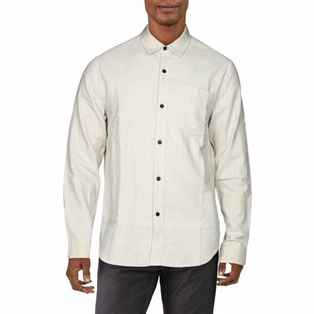 Translation missing: en.J Brand Tertium Woven Slim Fit Button Down Shirt in Natural-Size Large