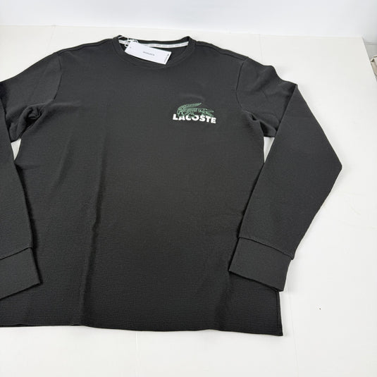Translation missing: en.Lacoste Men's Large Croc Thermal Waffle Sleep Shirt Black-2XL