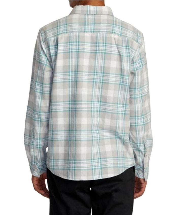 Translation missing: en.RVCA Mens Woven Button Front Shirt That'll Work Flannel Silver Bleach Small
