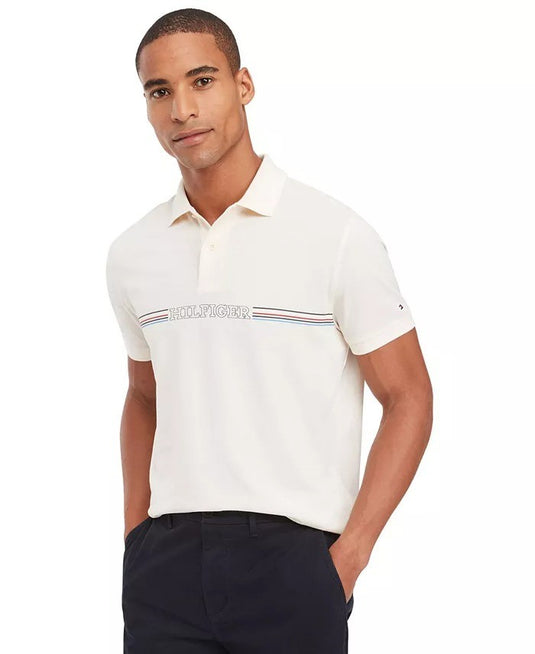 Translation missing: en.Tommy Hilfiger Men's Striped Chest Short Sleeve Polo Shirt - Calico-2XL