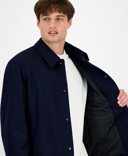 Translation missing: en.Hugo Boss Men's Baksi Slim-Fit Coach Jacket Poly/Wool Blend Navy-XL