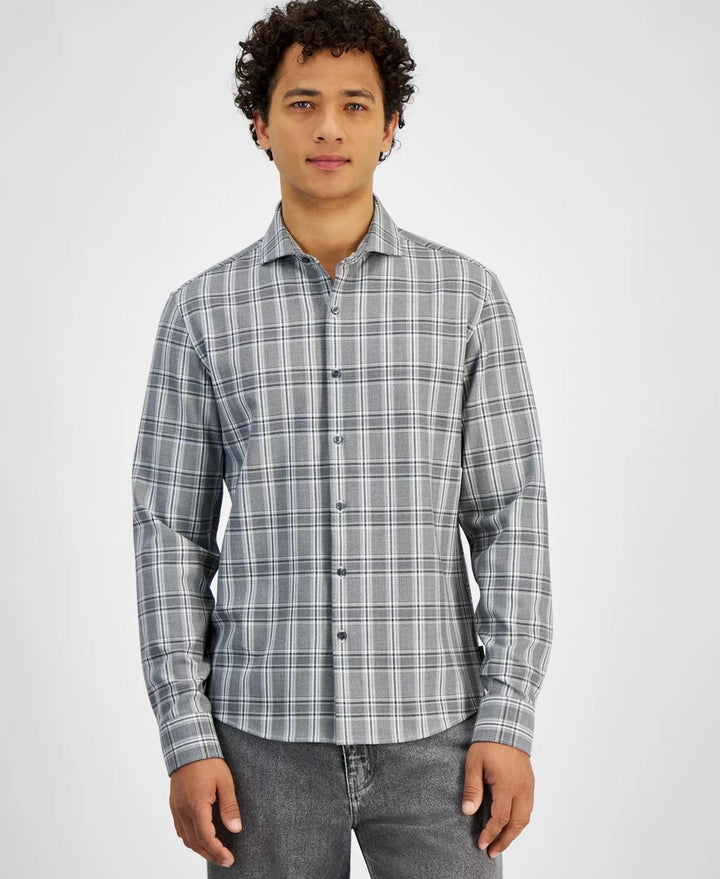 Translation missing: en.Michael Kors Men's Slim-Fit Stretch Prince of Wales Check Shirt Black-Large