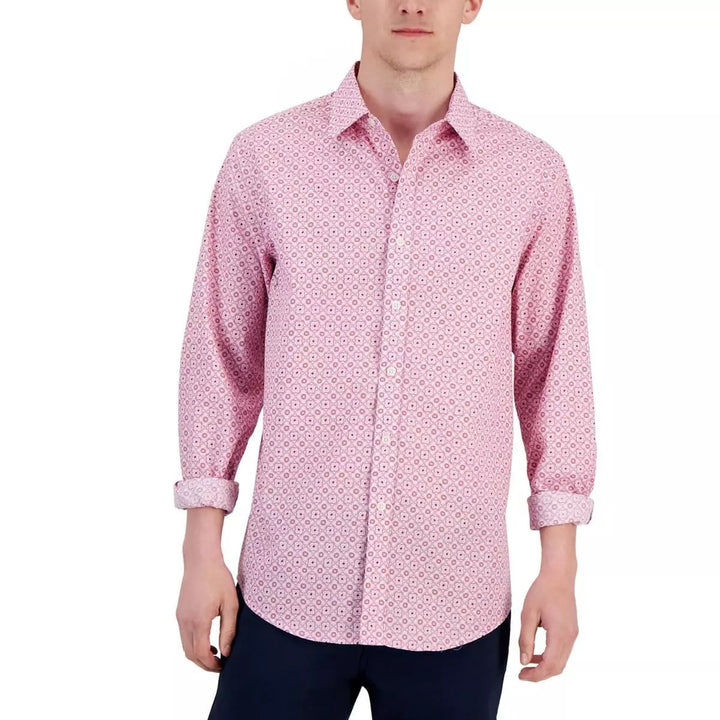 Translation missing: en.Club Room Men's Cotton Elevated Terolo Medallion Shirt Pink Combo-XL