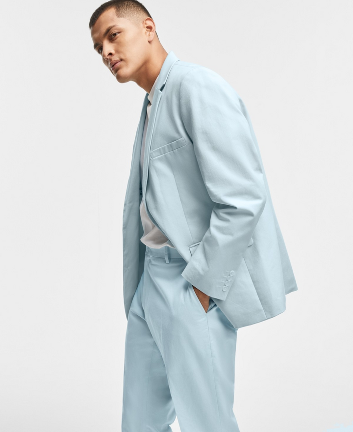 Translation missing: en.Mode of One Men's Slim-Fit Cotton Linen Blazer Delicate Blue-Size XL 44-46R