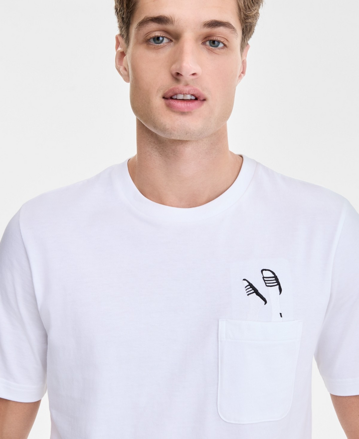 Translation missing: en.adidas Men's Slide Regular-Fit Embroidered Graphic Pocket T-Shirt - White-Large