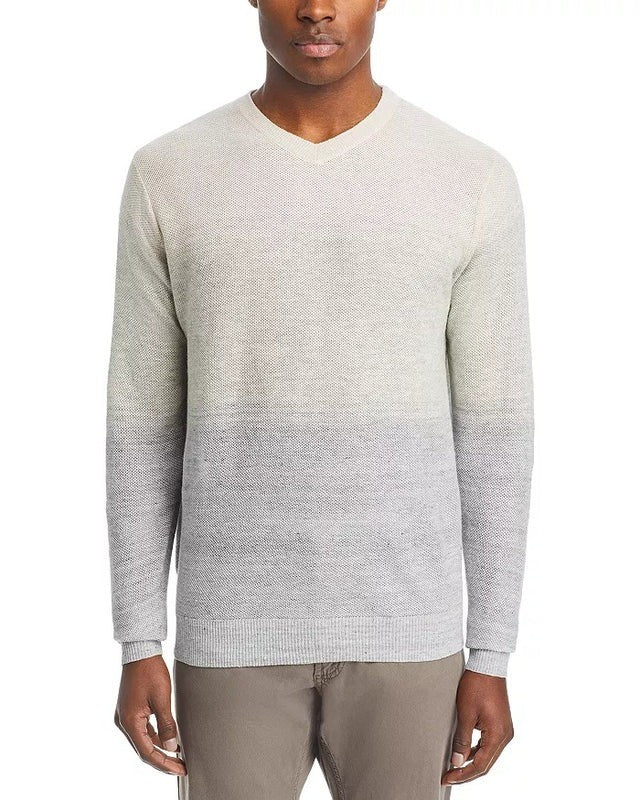 Translation missing: en.Peter Millar Crown Crafted Camden High V Neck Striped Sweater British Gray-XL