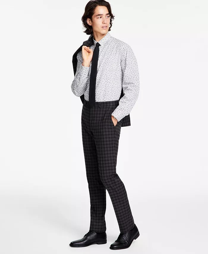 Translation missing: en.Bar III Men's Skinny-Fit Stretch Check Dress Pants in Brown Check-32x32
