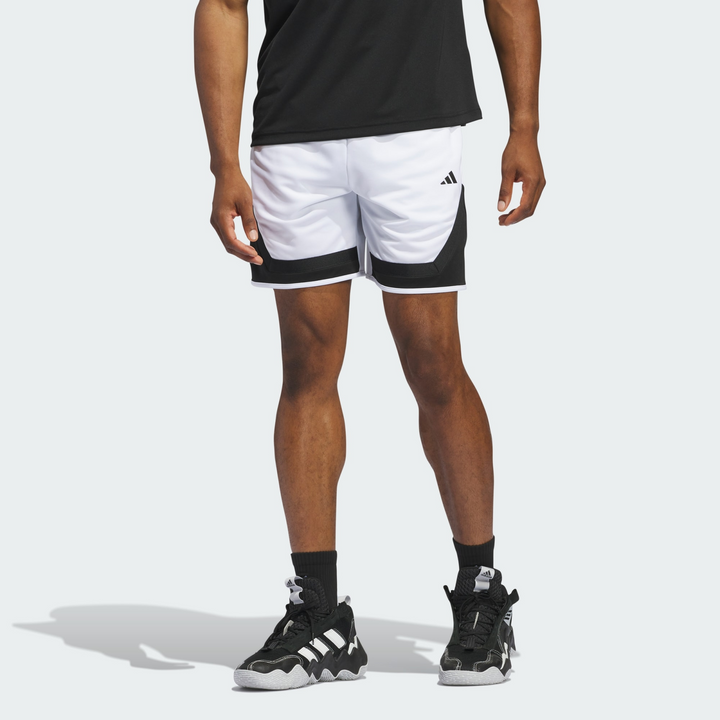 Translation missing: en.adidas Men's Pro Block Basketball Aeroready Shorts 11in Inseam White Black-Small
