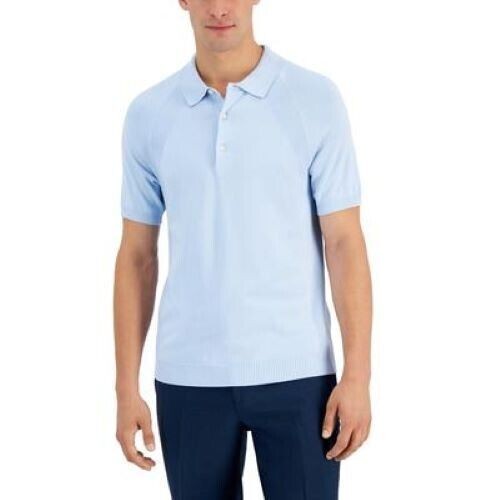 Translation missing: en.Alfani Men's Ribbed Raglan Sweater-Knit Polo Shirt in Croquis Blue-2XL