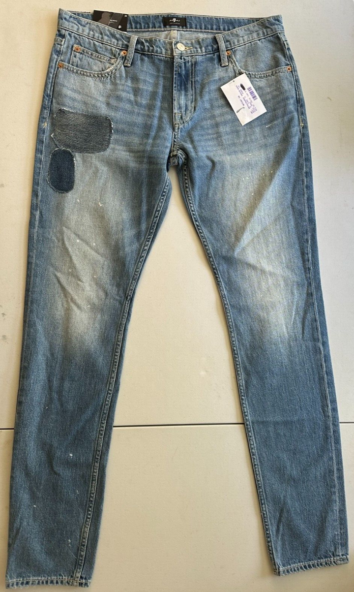 Translation missing: en.7 for All Mankind the Stacked Skinny Jeans in Saturday Afternoon Blue-34/34