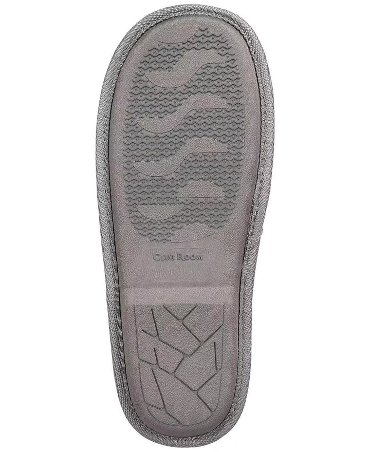 Translation missing: en.Club Room Mens Best Dad Embroidery Faux Suede Slippers Gray-Small 6-7