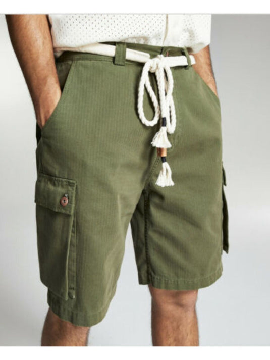 Translation missing: en.Sun + Stone Mens Ouigi Theodore Cargo Shorts in Ivy Green-Size 34