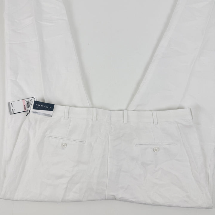 Translation missing: en.Perry Ellis Men's Linen Blend Solid Twill Pants - Bright White-40x30