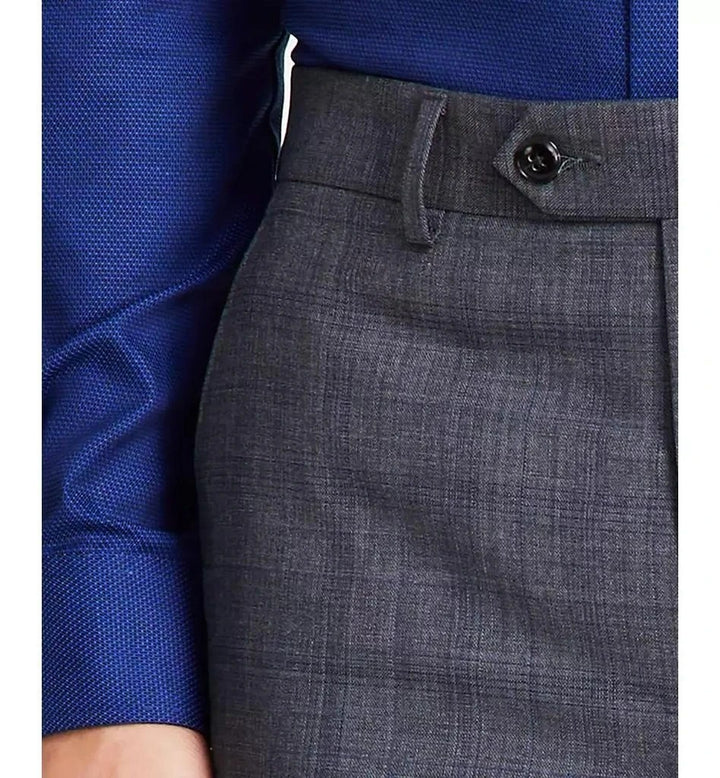 Translation missing: en.Michael Kors Malone Dress Pants Mens 44x32 Grey Plaid Reg-Fit Stretch Wool-Blnd