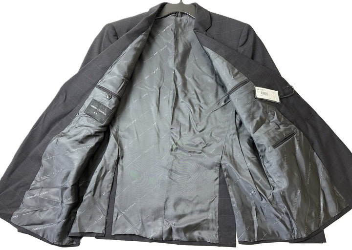 Translation missing: en.AX Armani Exchange Mens Wool Blazer Grey With Merlot Windowpane 44L