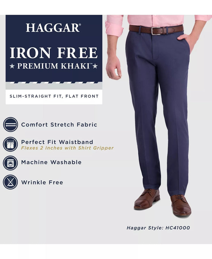 Translation missing: en.Haggar Men's Iron Free Premium Khaki Slim-Fit Flat-Front Pant Med Khaki-36x30