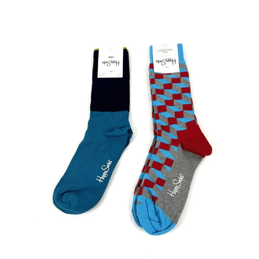 Translation missing: en.Happy Socks 2Pr Filled Optic Socks &amp; I Am Blocked Crew Socks Multi-8-12