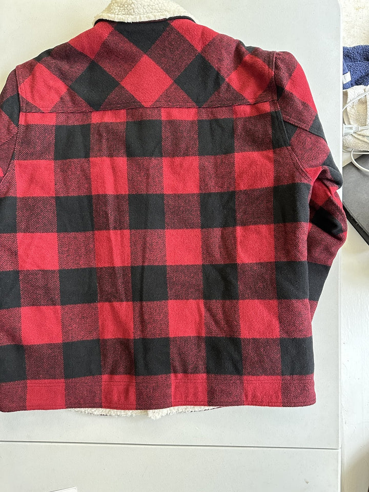 Translation missing: en.Hedge Men's Sherpa Lined Plaid 25V9 Woven Jacket Red Plaid- Size Medium