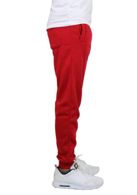 Translation missing: en.Galaxy By Harvic Men's Fleece Slim Fit Jogger Pants in Red-Size Small