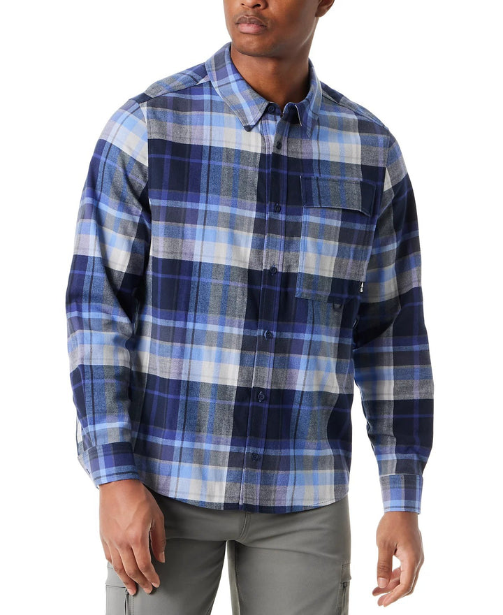 Translation missing: en.Bass Outdoor Flannel Shirt Mens XL Persian Blue Classic Fit Plaid Stretch Pocket