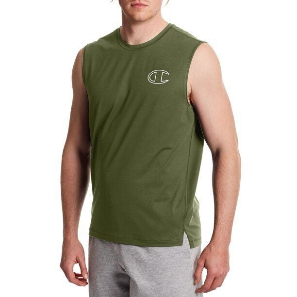 Translation missing: en.Champion Men's Script Tank Top in Cargo Olive-Size Small