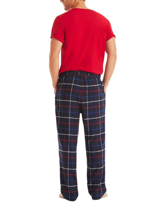 Translation missing: en.Nautica Men's Plaid Pajama Pants &amp; Solid Pajama T-Shirt Set - Nautica Red-XL