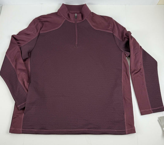 Translation missing: en.PGA Tour 3D Textured Quarter-Zip Golf Sweatshirt Burgundy Size 2XL Mens Pockets