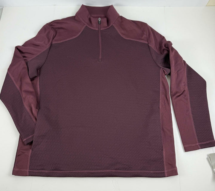 Translation missing: en.PGA Tour 3D Textured Quarter-Zip Golf Sweatshirt Burgundy Size 2XL Mens Pockets