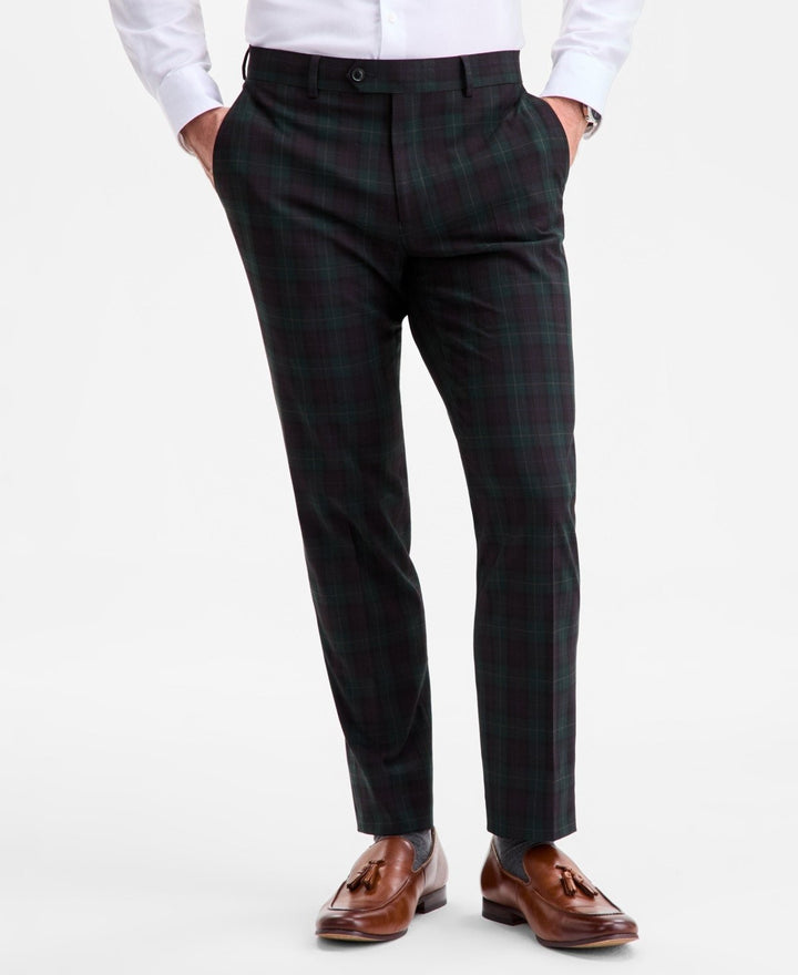 Translation missing: en.Bar III Men's Slim-Fit Plaid Suit Separate Dress Pants Green Burgundy-33x32
