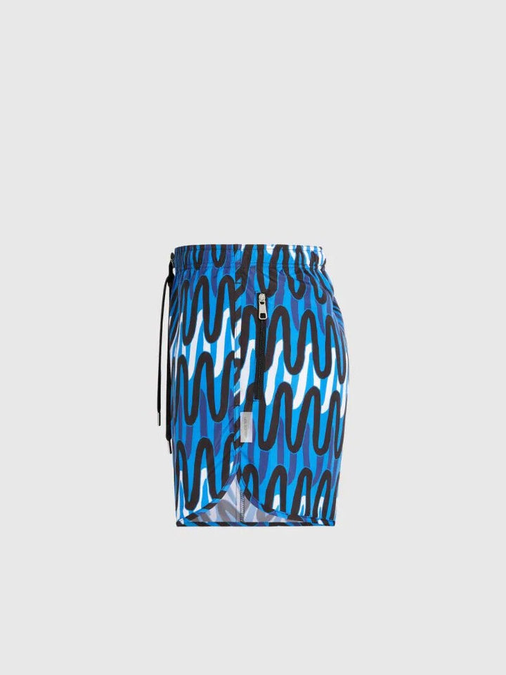 Translation missing: en.Neil Barrett Slim Fit Scribble Print Swim Trunks in Blue, Black, White-Size 2XL