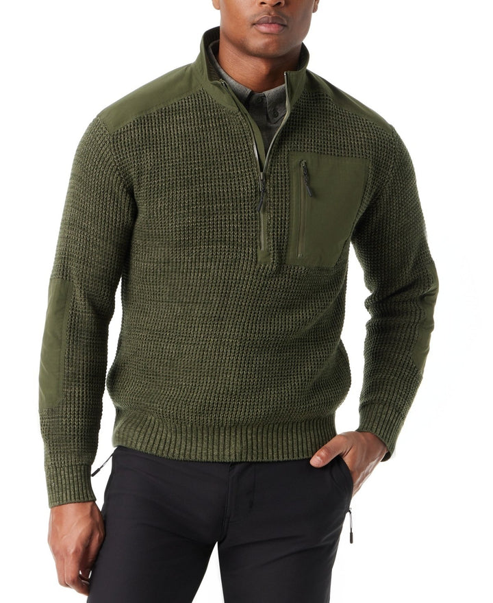 Translation missing: en.Bass Outdoor Sweater Men's Small Green Quarter-Zip Long Sleeve Pullover Patch