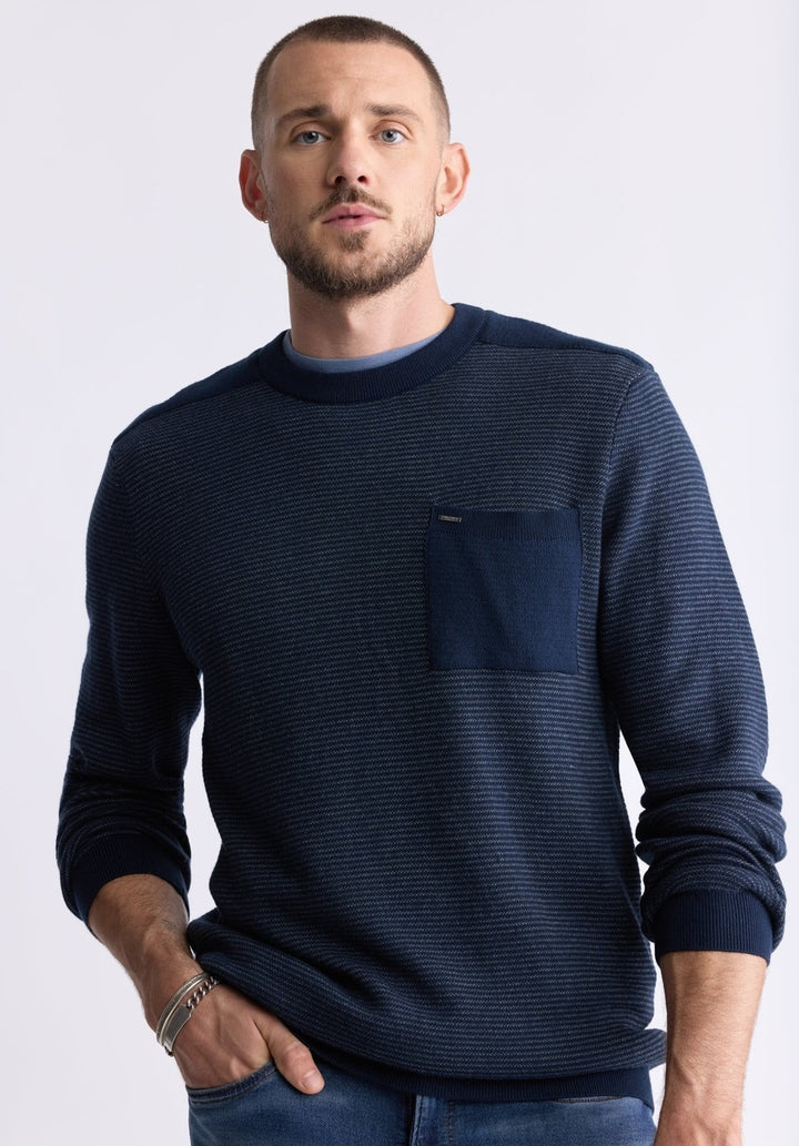 Translation missing: en.Buffalo David Men's William Knit Pullover Crewneck Sweater - Midnight Blue-2XL