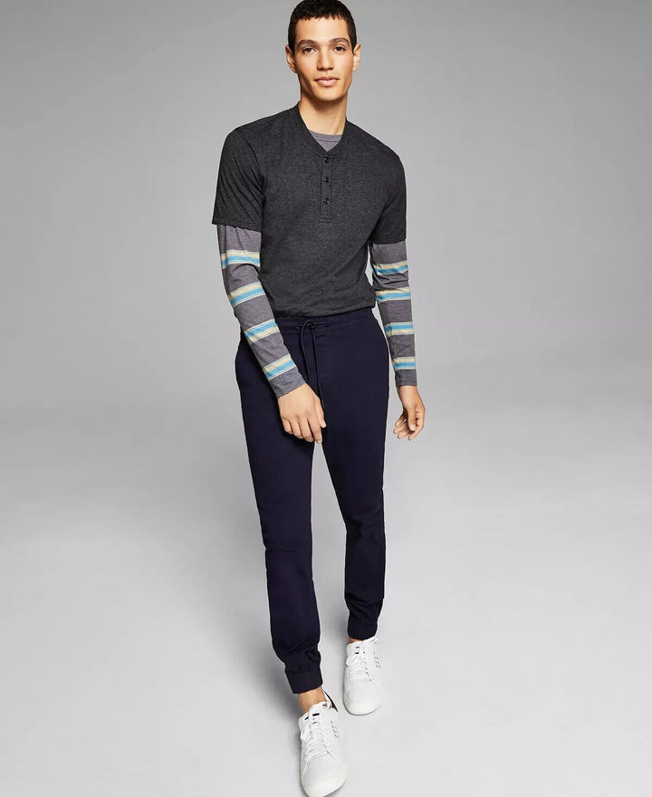 Translation missing: en.And Now This Men's Short Sleeve Henley T-Shirt in Black-Large