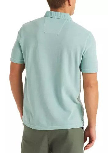 Translation missing: en.Nautica Men's Textured Pieced Pique Short Sleeve Polo Shirt -Nile Blue-Large